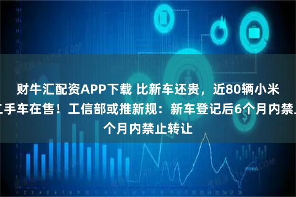 财牛汇配资APP下载 比新车还贵,近80辆小米YU7二手车在售!工信部或推新规:新车登记后6个月内禁止转让
