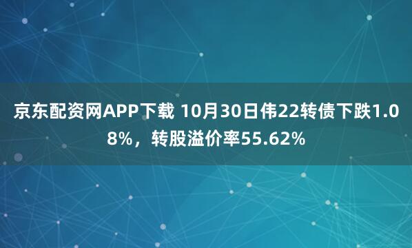 京东配资网APP下载 10月30日伟22转债下跌1.08%，转股溢价率55.62%
